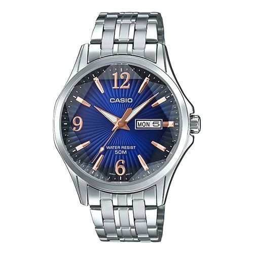 Men's CASIO STANDARD Series Retro Silver MTP-E120DY-2A Mens Blue Analog MTP-E120DY-2A2021