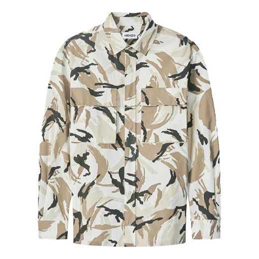 Men's KENZO SS21 Pattern Printing Loose Long Sleeves Shirt Camouflage FB55CH5021PC-02