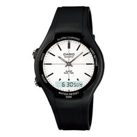 CASIO Quartz Waterproof BlackWhite Dial Mens BlackWhite Analog/Digital Combo AW-90H-7E