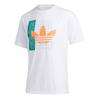 adidas originals Grid Tref Tee Retro mesh Logo Printing Sports Round Neck Short Sleeve White FM1560