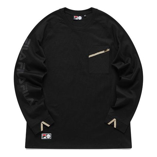 Fila Logo Print Sport Loose Knit Long Sleeve Top 'Black' T11U116201F-BK