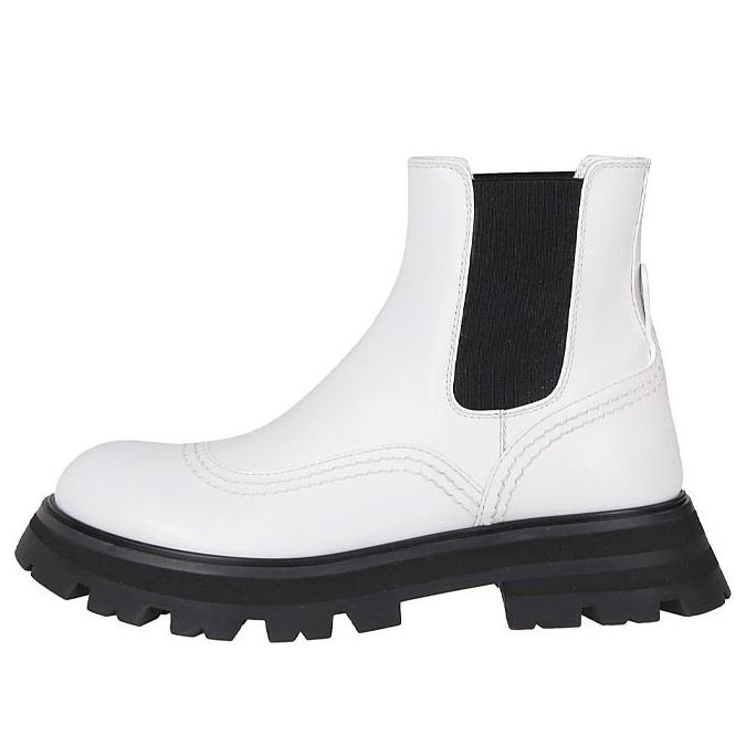 (WMNS) Alexander McQueen Wander Chelsea Boots 'White Black' 666367WHZ849360