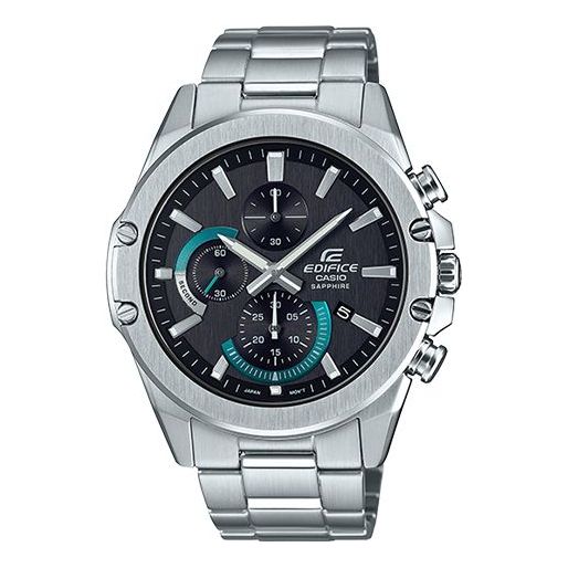 CASIO Waterproof EDIFICE Black DialSilver Strap Mens BlackSilver Analog/Digital Combo EFR-S567D-1A