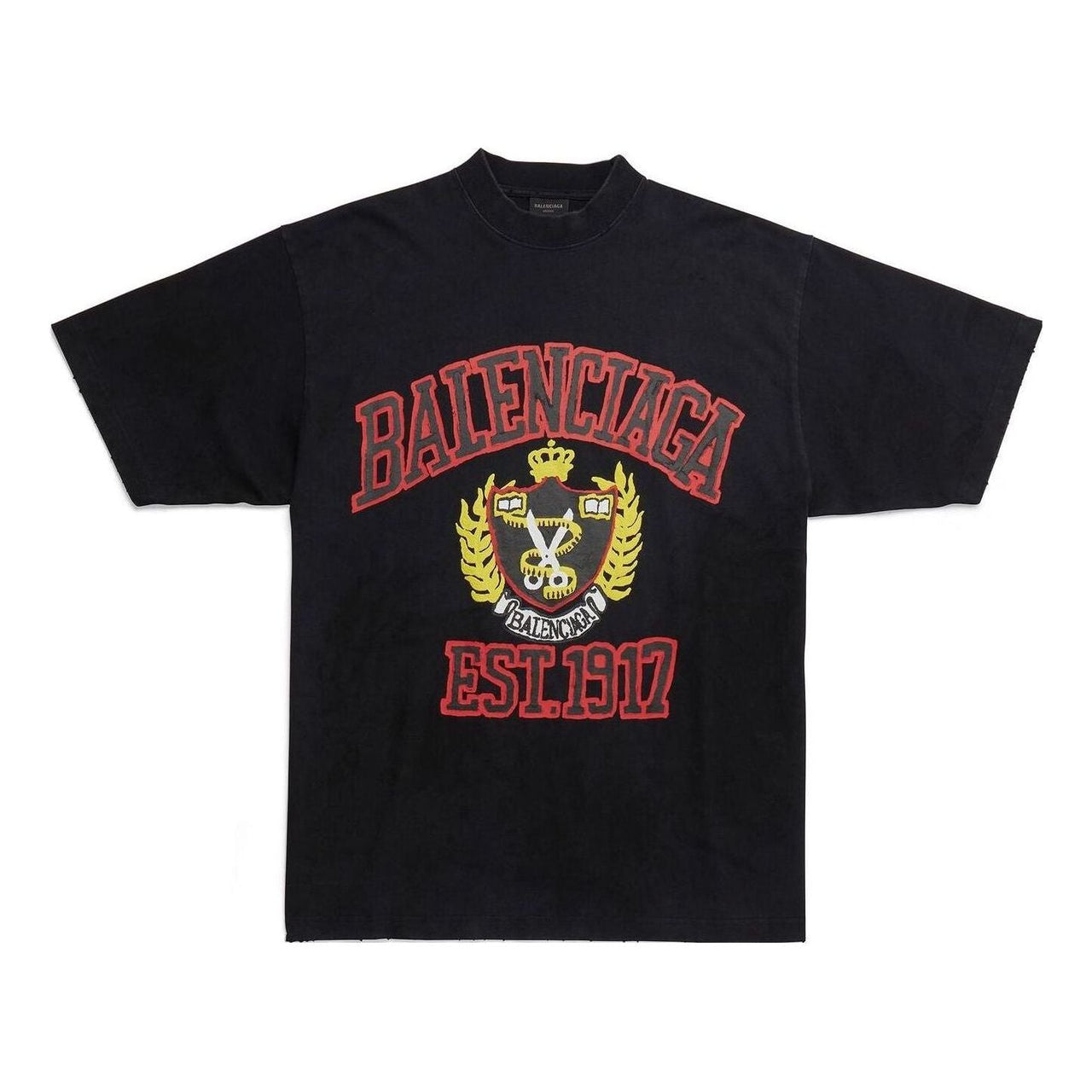 Balenciaga Est. 1917 Crest Logo T-shirt 'Black' 739784TOVK11055