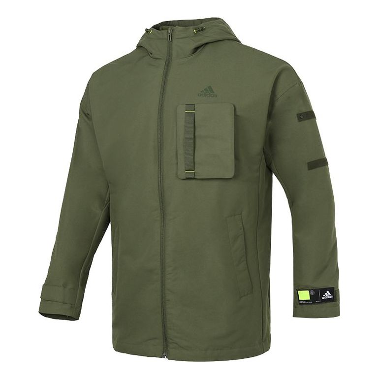 adidas Men's TH Woven CSTM Hooded Jacket Green GP0990