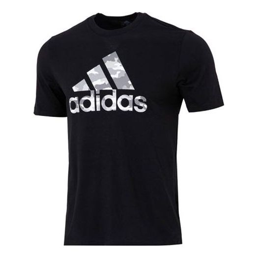 adidas M Camo Bos G T Camouflage Logo Printing Sports Round Neck Short Sleeve Black HE2370
