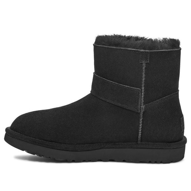 (WMNS) UGG Mini Bailey Graphic Logo Strap Boots 'Black' 1137073-BLK
