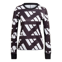(WMNS) adidas Celeb Sweat W Contrasting Colors Logo Printing Reflective Running Sports Long Sleeves Black T-Shirt GK5091