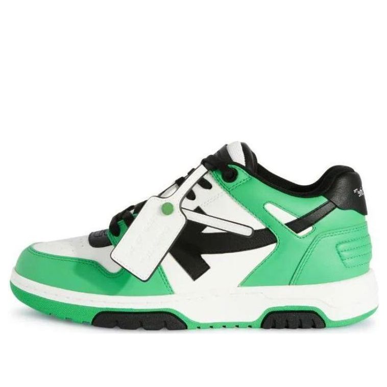 Off-White Out Of Office Leather Sneakers 'Neon Green Black White' OMIA189S24LEA0065510