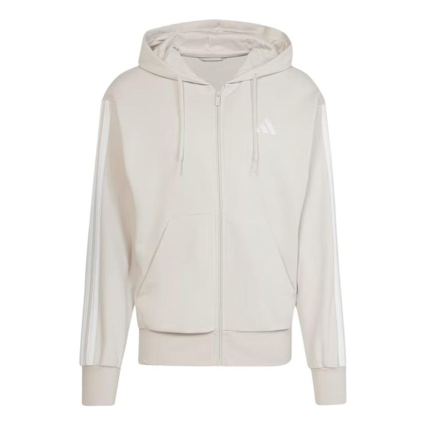 adidas Essentials 3-Stripes French Terry Full-Zip Jacket 'Beige' JE6340