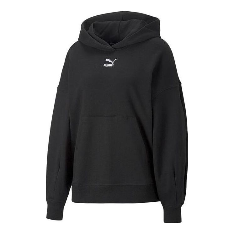 (WMNS) PUMA Classic Oversized Hoodie TR 'Black White' 673576-01