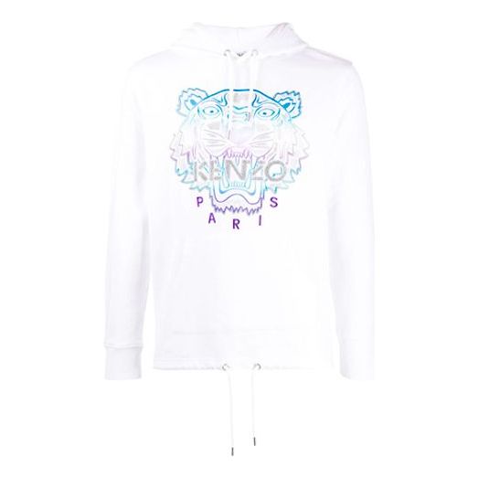 Men's KENZO TIGER Pattern Embroidered Printing White F965SW4444X7-01