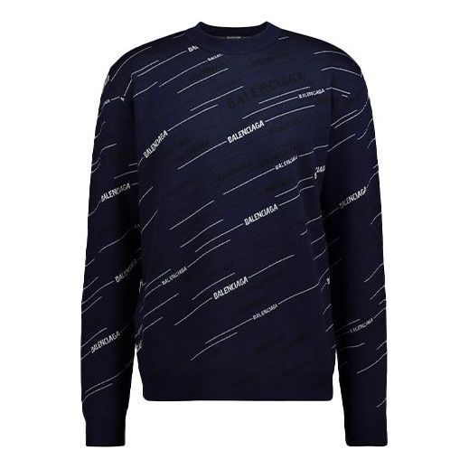 Balenciaga Alphabet Logo Round Neck Knit Top 'Navy Blue' 583080T15246000