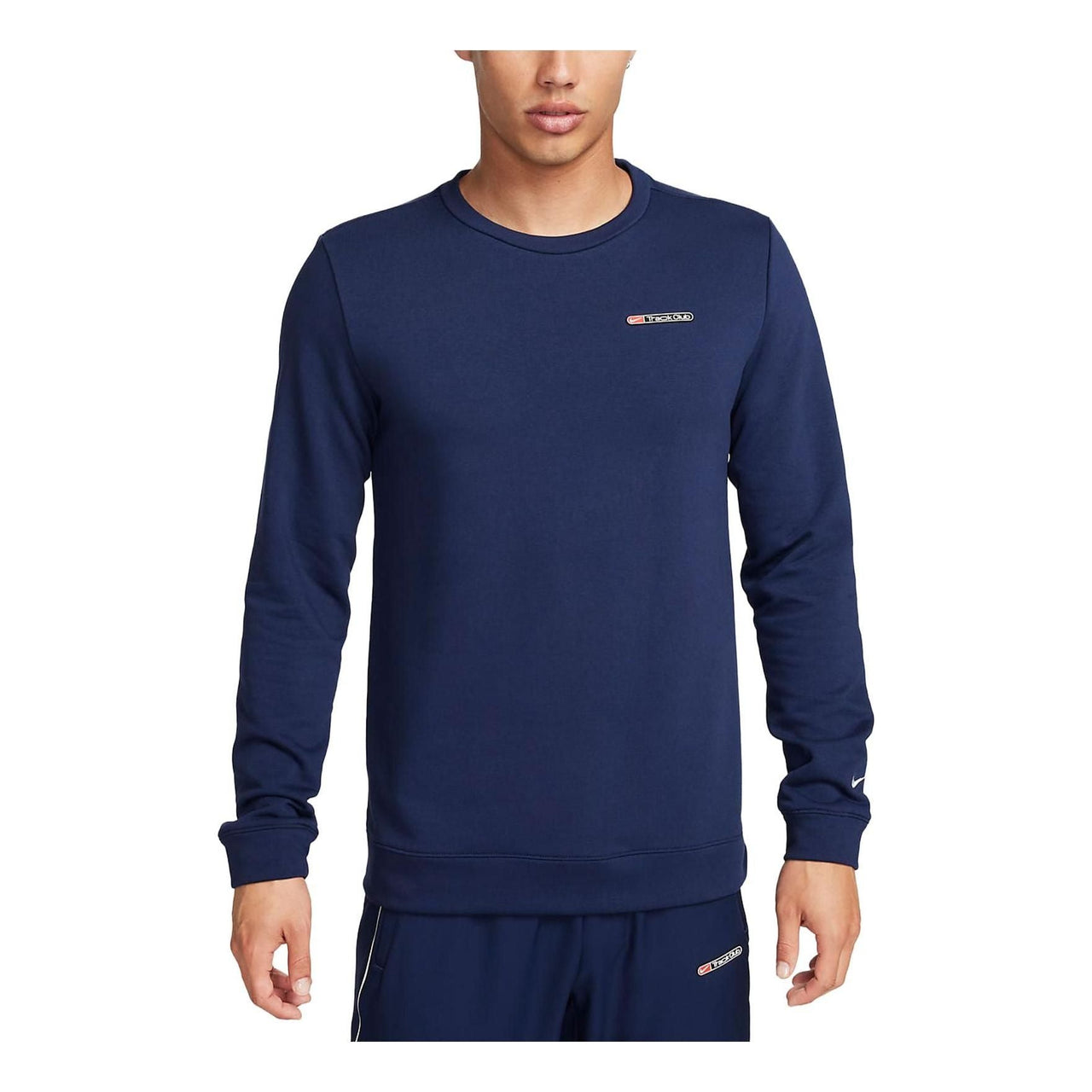 NIKE DRI-FIT TRACK CLUB Fleece Long-Sleeve Crew Neck Running Sweatshirt 'MIDNIGHT NAVY' FB5510-410