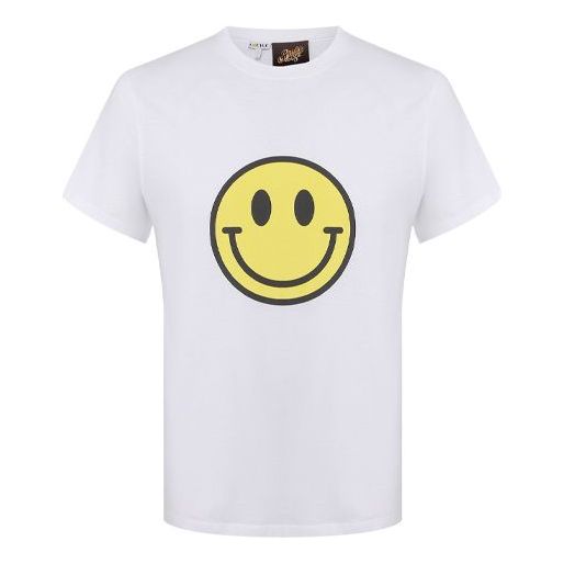 Men's LOEWE Chest Smiling Face Printing Pure Cotton Short Sleeve White H616341X87-2100