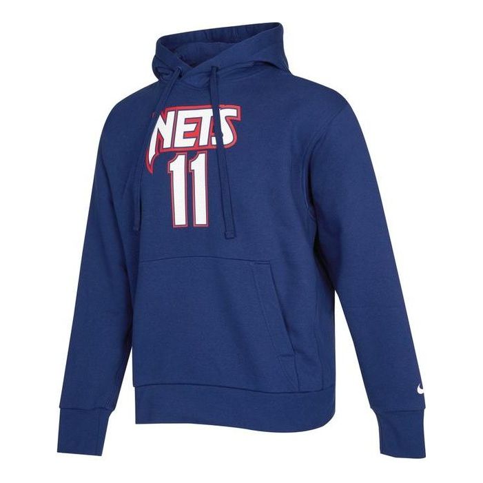 Men's Nike Alphabet Numeric Printing Drawstring Hooded Long Sleeves Blue DB2255-493