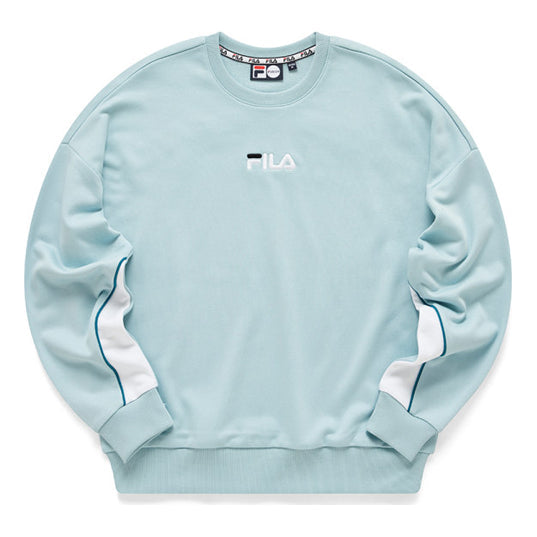(WMNS) Fila Embroidered Logo Printing Loose Sports Round Neck Hoodie Blue T11W113211F-LB