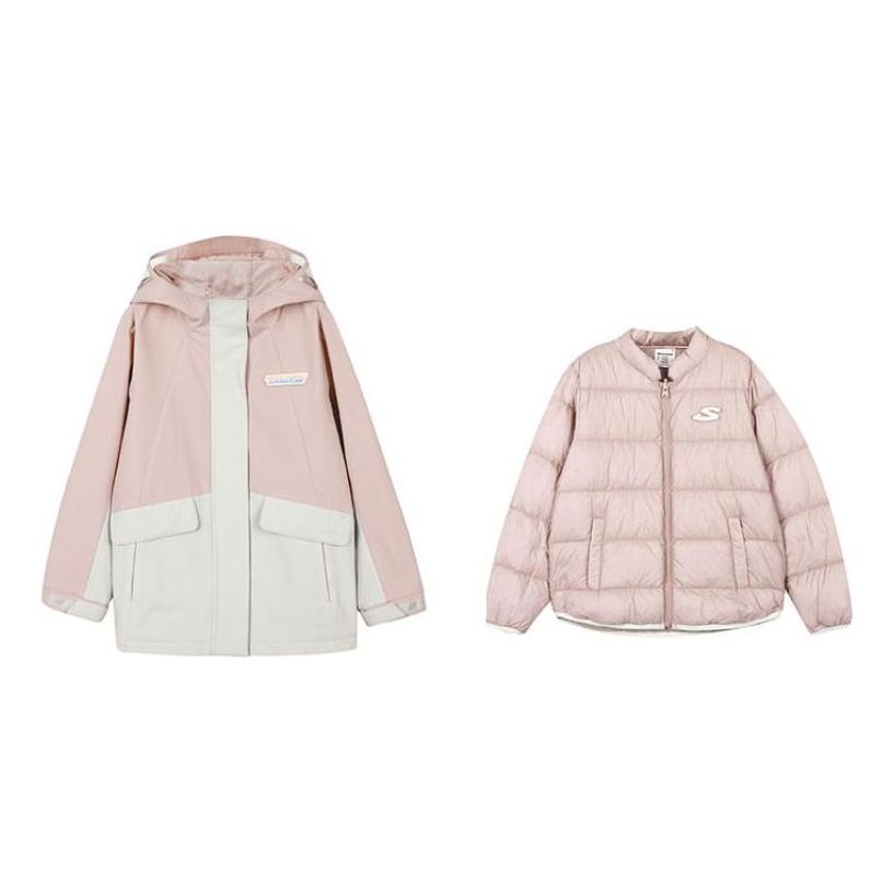 (GS) Skechers Color-blocked Zip-up Hooded Reversible Jacket 'Pink White' L423G008-01UJ