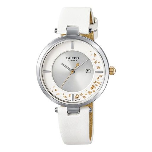 CASIO Waterproof SHEEN Sapphire Crystal Solar Powered Quartz White Analog SHS-C100L-7AUPFJ