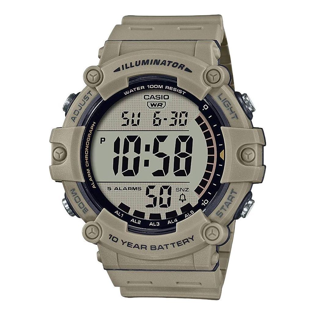 Men's CASIO Khaki Waterproof Quartz Resin Strap Date Display Watch Mens Digital AE-1500WH-5AVCF