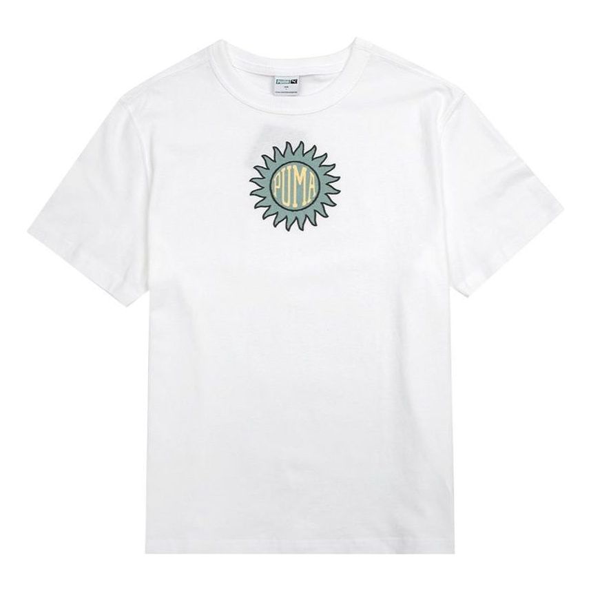 PUMA Downtown Graphic Tee Funny Printing Round Neck Short Sleeve White 535400-02