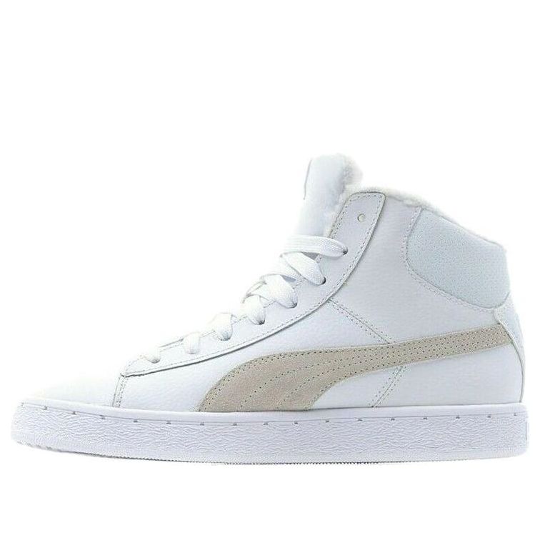 PUMA Mid Leather Fur Lined Cozy Stay Warm Mid-Top Casual Skate Shoes Unisex White Fleece Lined 364977-02