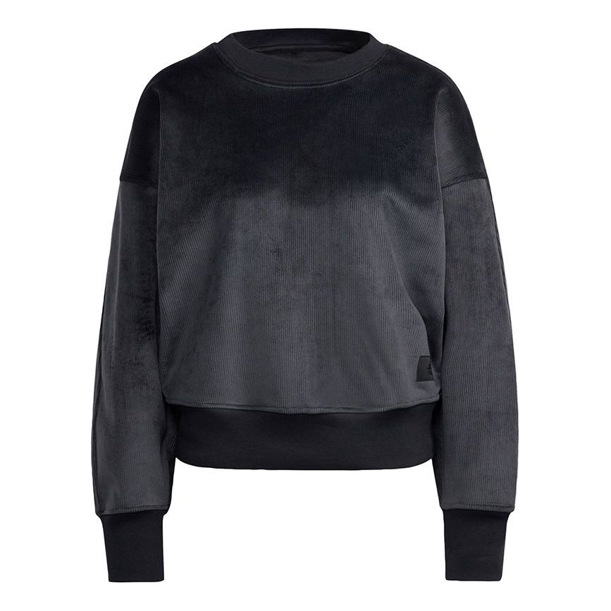 (WMNS) adidas W Fi Pr Cord Cr corduroy Solid Color Sports Pullover Hoodie Black H31102