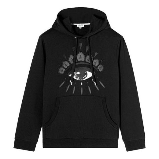 Men's KENZO SS21 Pattern hooded Long Sleeves Black F765SW4074XC-99