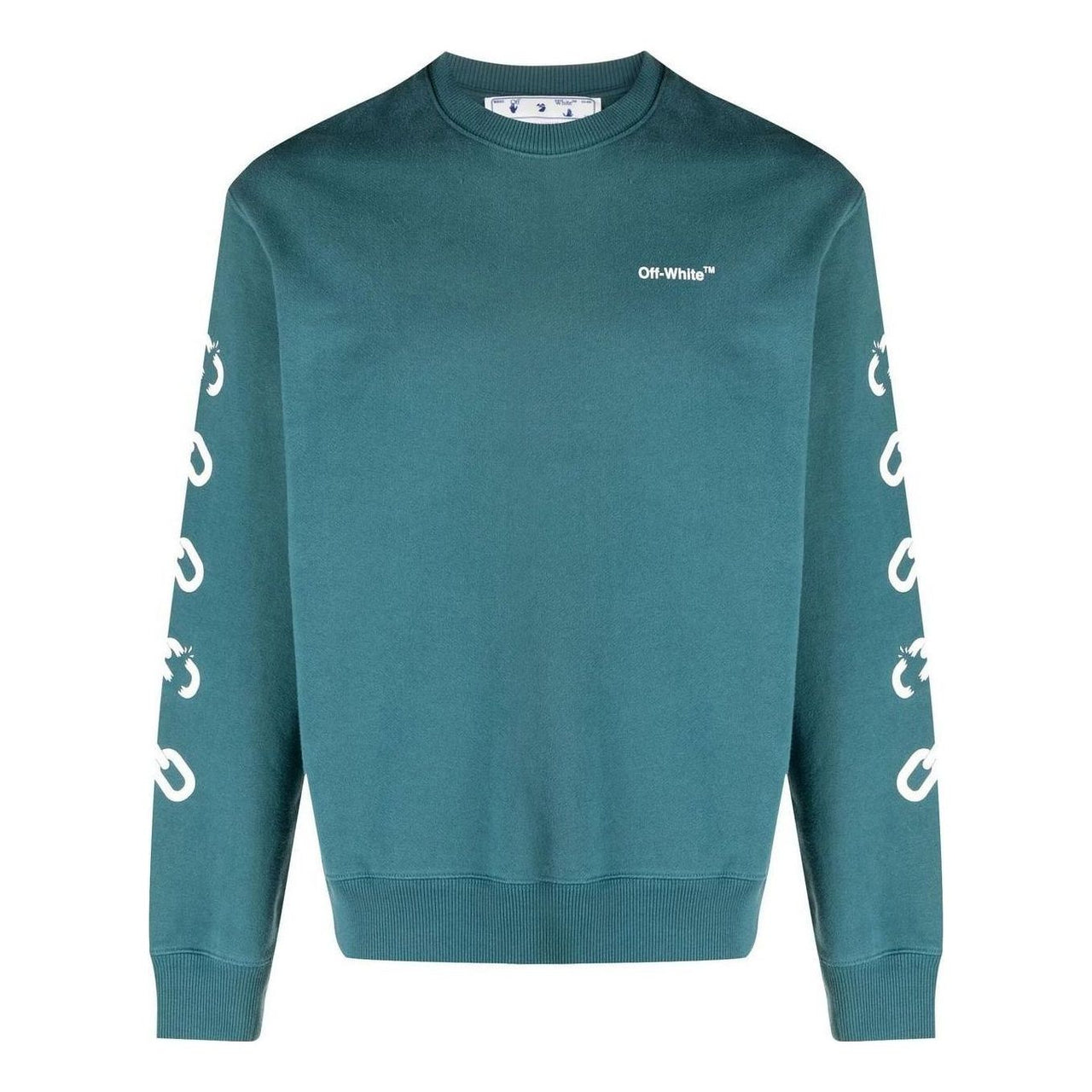 Off-White Chain Arrows Printing Round Neck Blue OMBA057F22FLE0075501