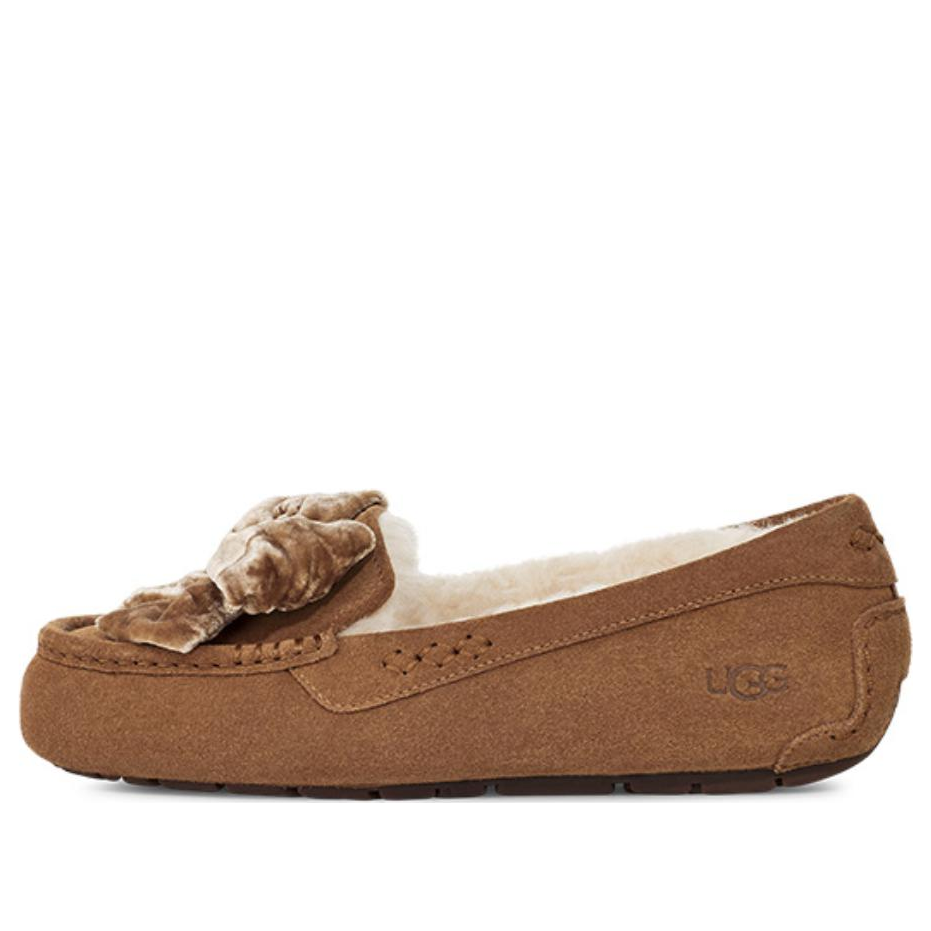 (WMNS) UGG Leisure Fluff Bow Mini Loafers 'Brown' 1138650-CHE