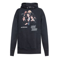 Men's Balenciaga Speedhunters Boysband Printing hooded Long Sleeves Navy Blue 541873TCV371055