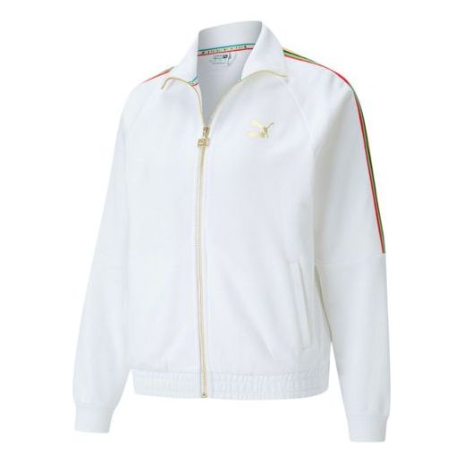 (WMNS) PUMA World Resonance Series Zipper Knit Jacket White 599061-02