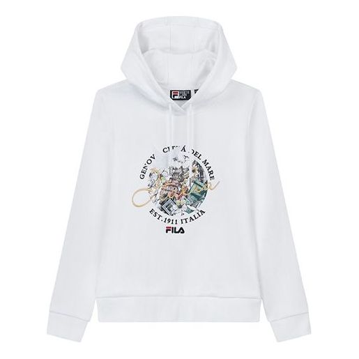 (WMNS) FILA Embroidery Printing Hoodie White F11W018243F-WT