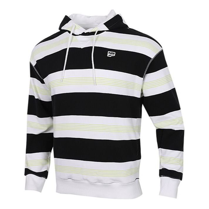 PUMA Downtown Striped Hoodie 'Black White Green' 599188-02