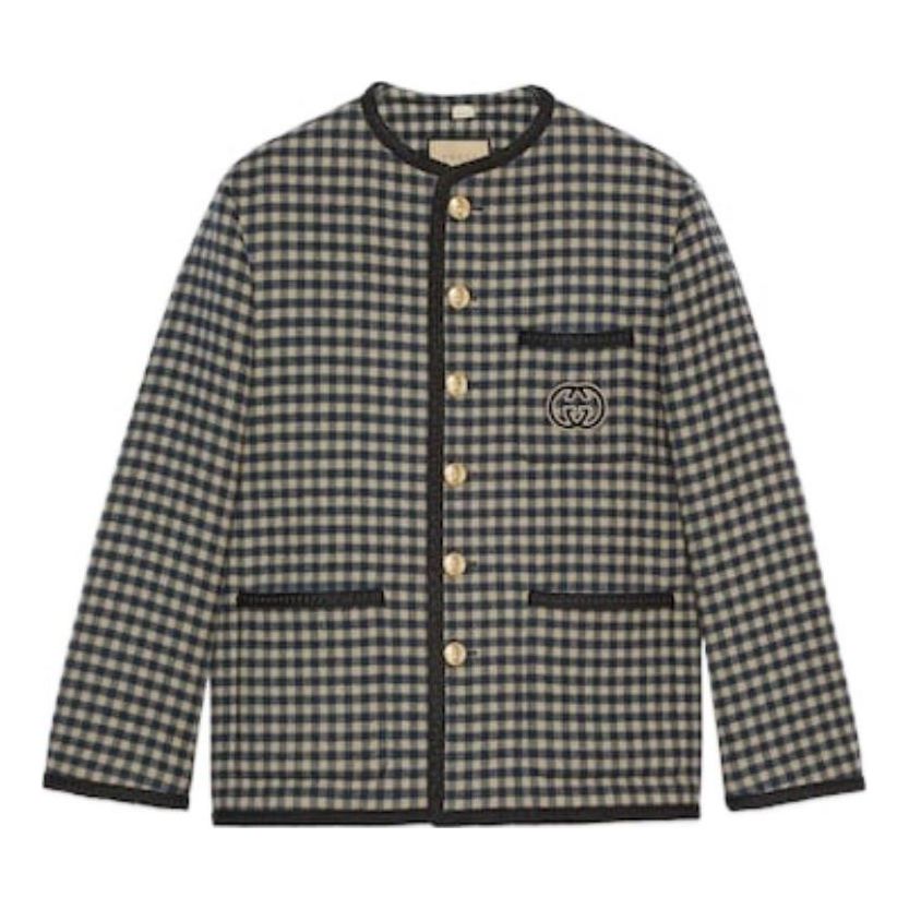 Gucci Wool Gingham Jacket With Interlocking G 'Beige Blue' 770950-ZAO92-9276