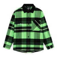 Li-Ning BADFIVE Sports Basketball Series Plaid Loose Fleece Lined Long Sleeves Shirt 'Green' ASHS005-1
