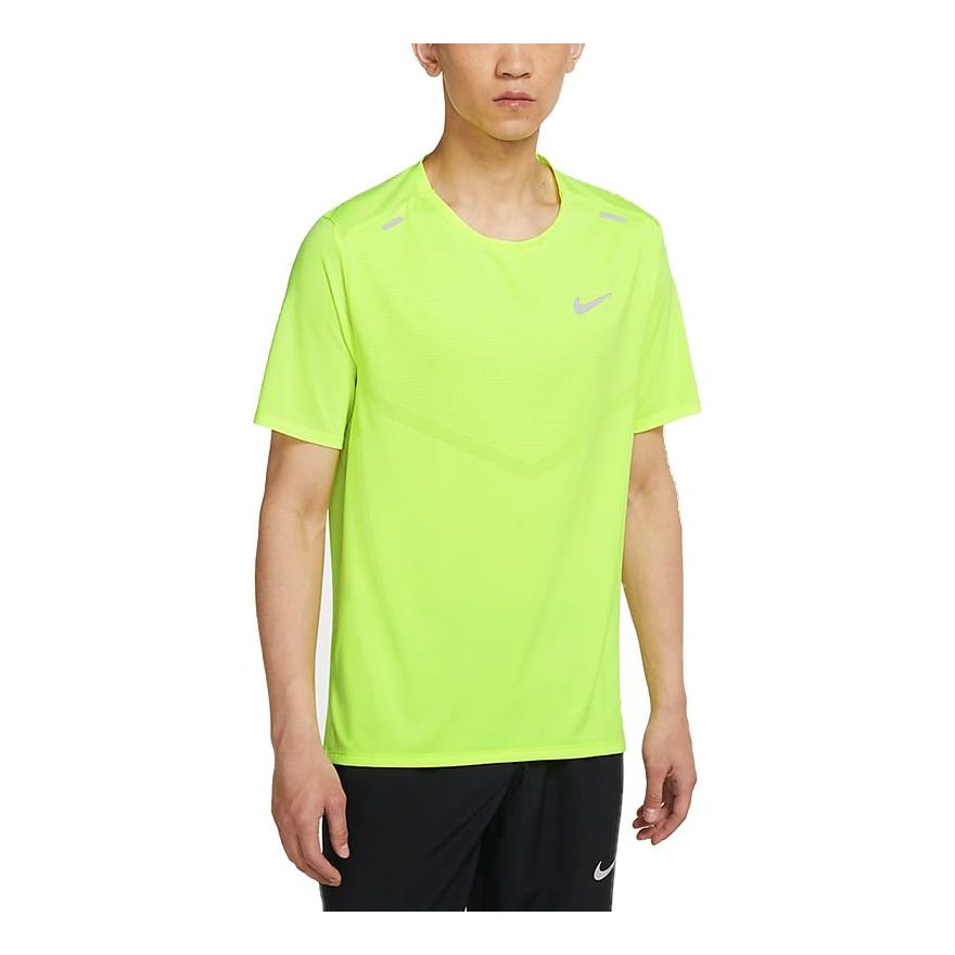 Nike Dri-fit Rise 365 Running Breathable Quick Dry Casual Sports Short Sleeve Fluorescence Yellow CZ9185-702