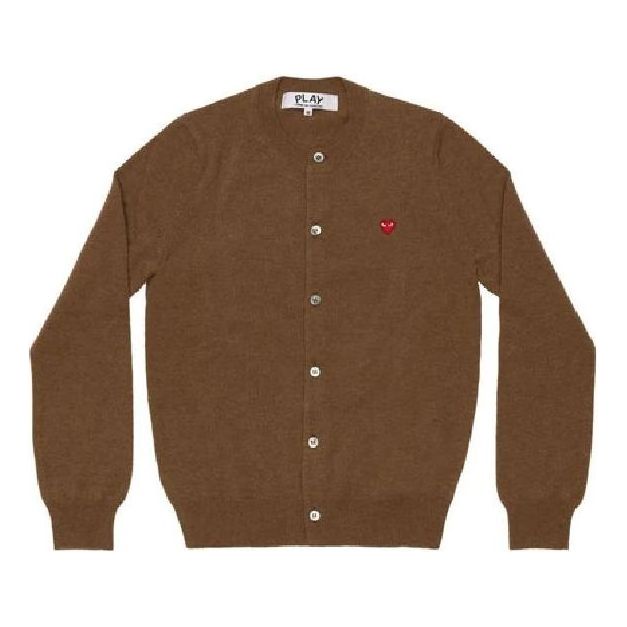 (WMNS) COMME des GARCONS PLAY Cardigan Small Red Heart 'Brown' AZ-N079-051-3