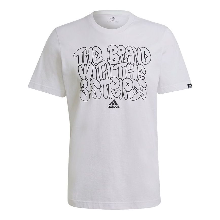 adidas M Ddlbmb S G T Alphabet Printing Sports Round Neck Short Sleeve White GS4004
