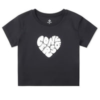 (WMNS) Converse Heart T-Shirt 'Black' 10026369-A03