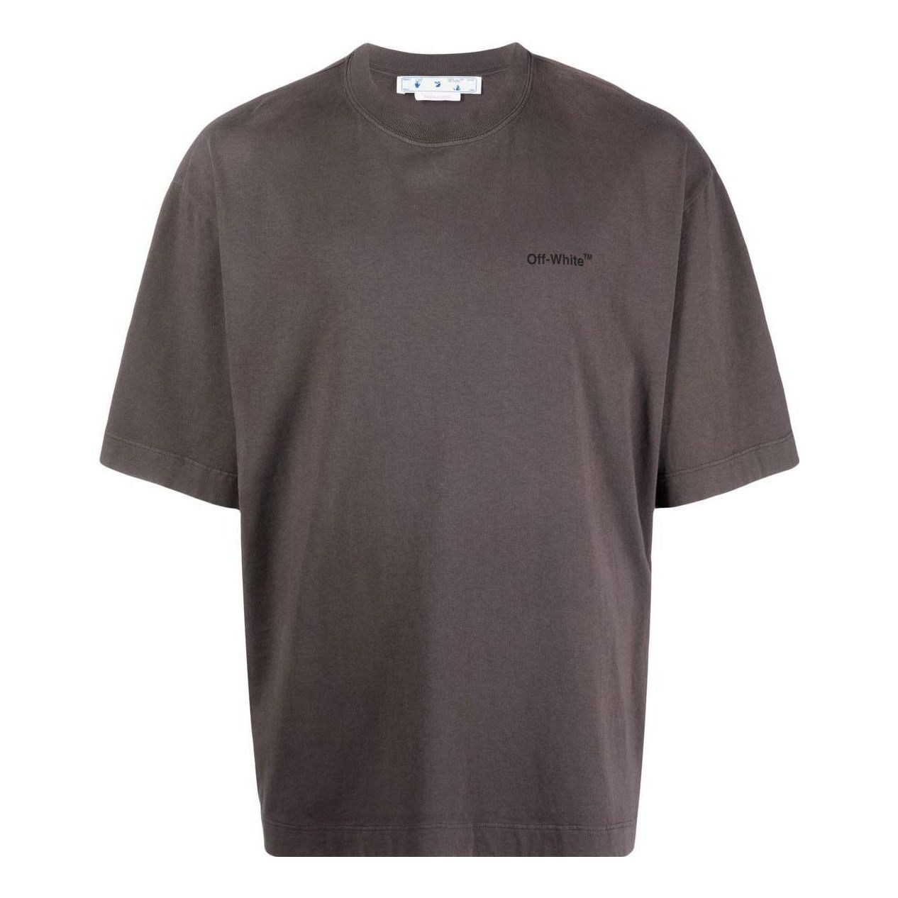 Men's Off-White SS22 Back Classic Logo Printing Round Neck Short Sleeve Ordinary Version Brown T-Shirt OMAA120C99JER0041010