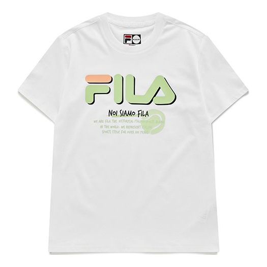 FILA FUSION Large Logo Printing Sports Knit Short Sleeve White T11W131109A-WT