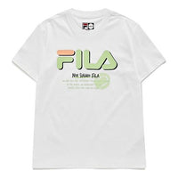 FILA FUSION Large Logo Printing Sports Knit Short Sleeve White T11W131109A-WT