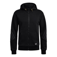 adidas M Fi Wtr Fz Stripe Sports Hooded Jacket Black H44178
