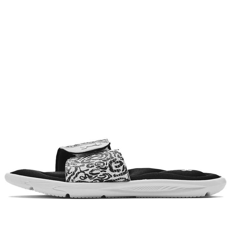 (WMNS) Under Armour Ignite 4 Graphic Strap Slide 'Zebra' 3024453-100