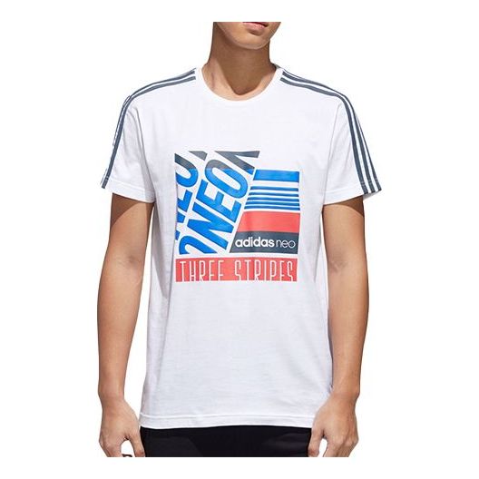 adidas neo M Brlv Alphabet Printing Short Sleeve White GK1517