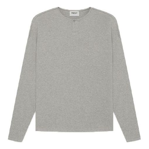Fear of God Essentials SS21 Thermal Henley Long Sleeve Dark Heather Oatmeal FOG-SS21-620