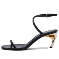 (WMNS) Alexander McQueen Armadillo Metallic Faux-leather Sandals 'Black' 781353WIEX51399