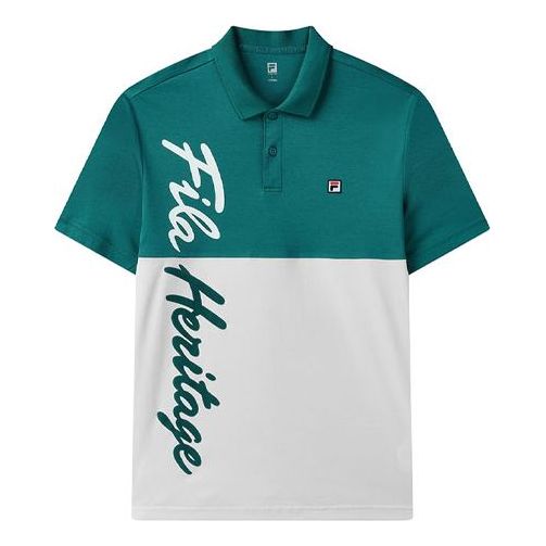 FILA Contrasting Colors Alphabet Printing Tennis Short Sleeve Polo Shirt Green A11M123153F-GN