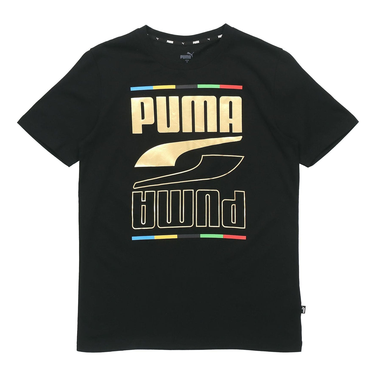 PUMA Bronzing Large Logo Printing Short Sleeve Black 586589-01